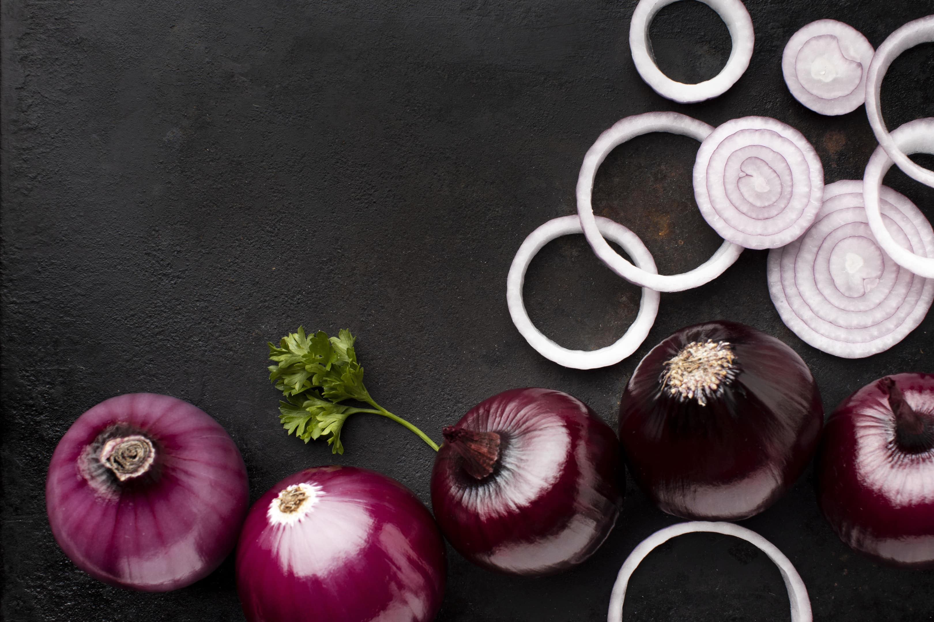 Arrangement of red onions