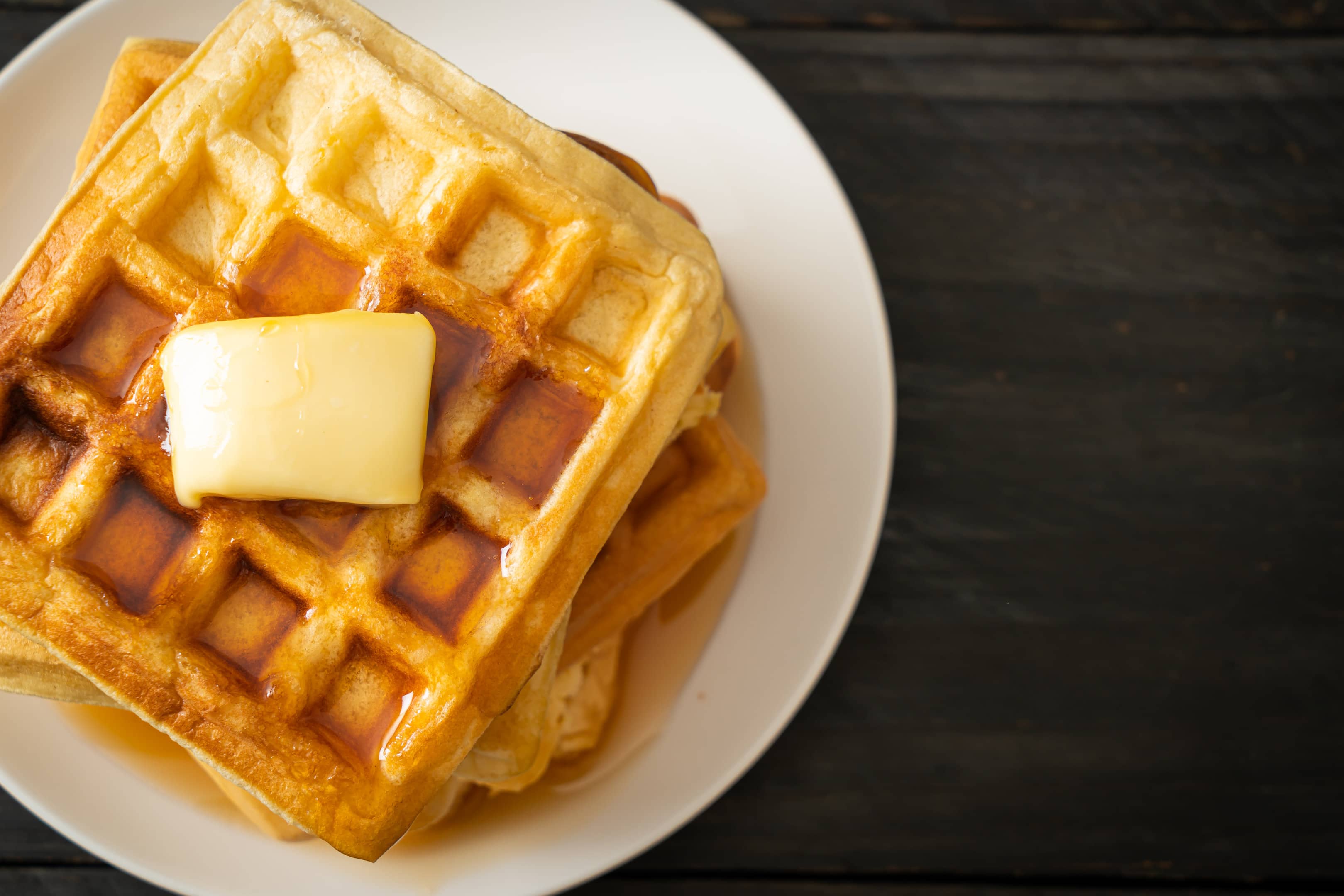 Aunt Jemima waffle with butter and honey