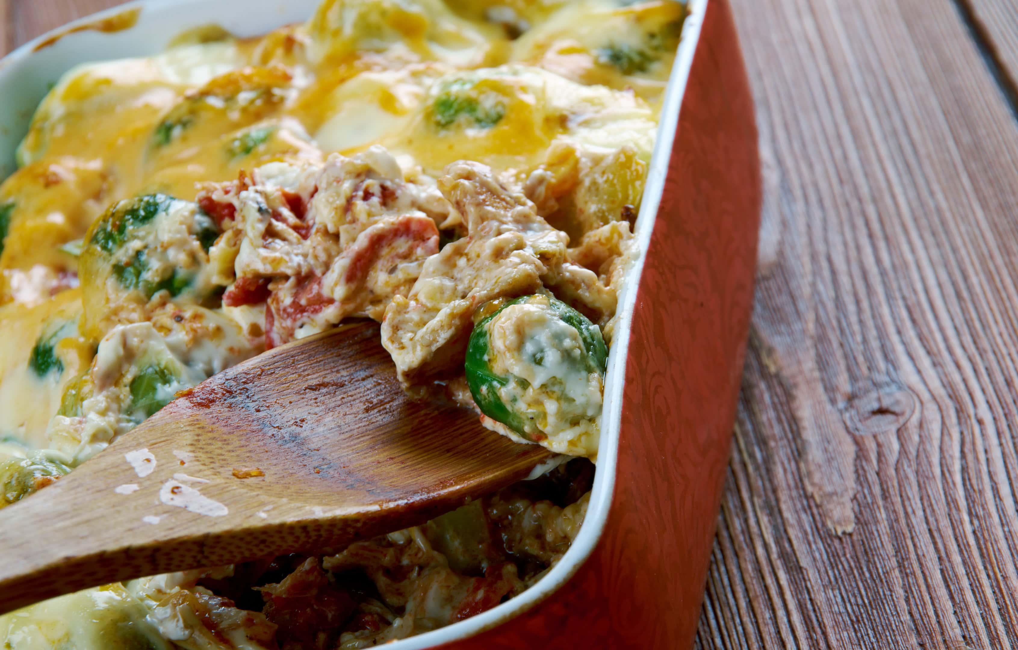 Barefoot Contessa chicken divan casserole served with almonds