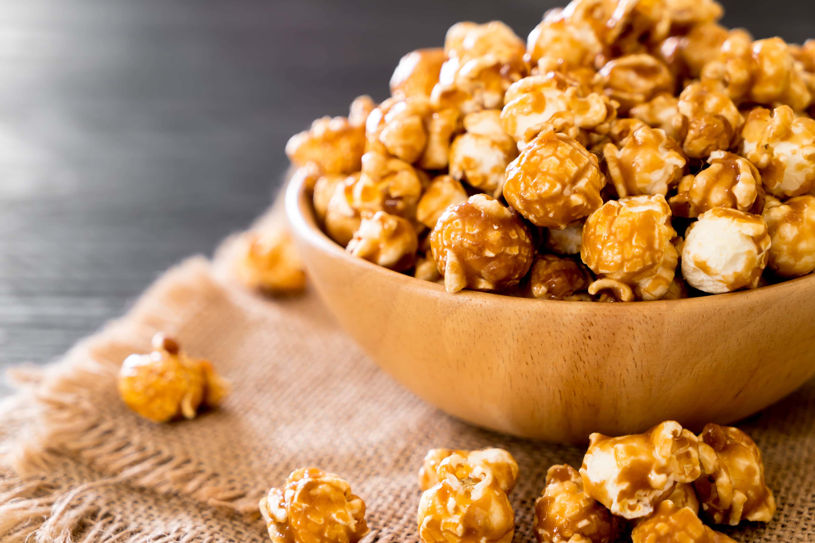 Bowl of caramel popcorn