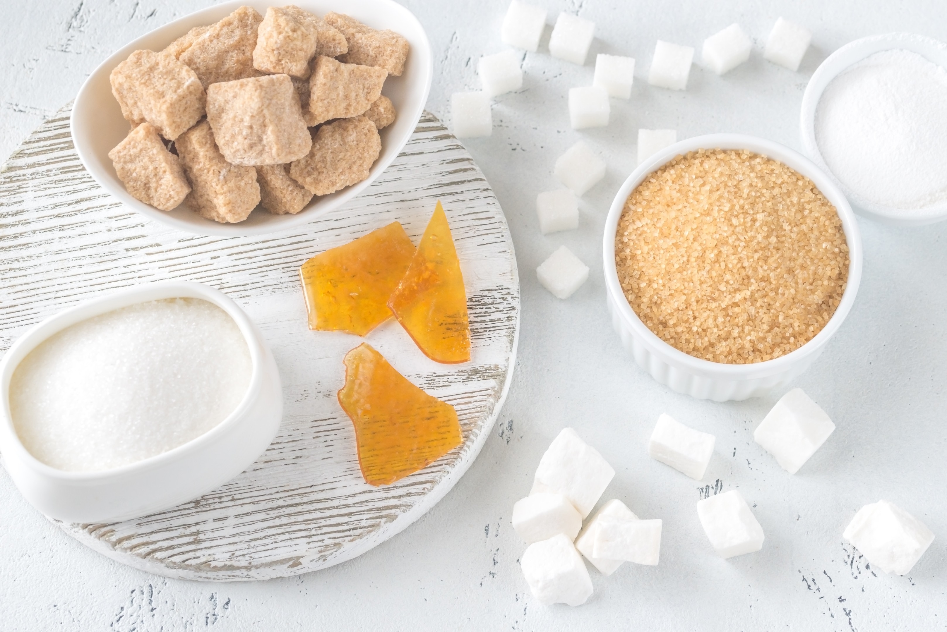 Different kinds of refined sugar