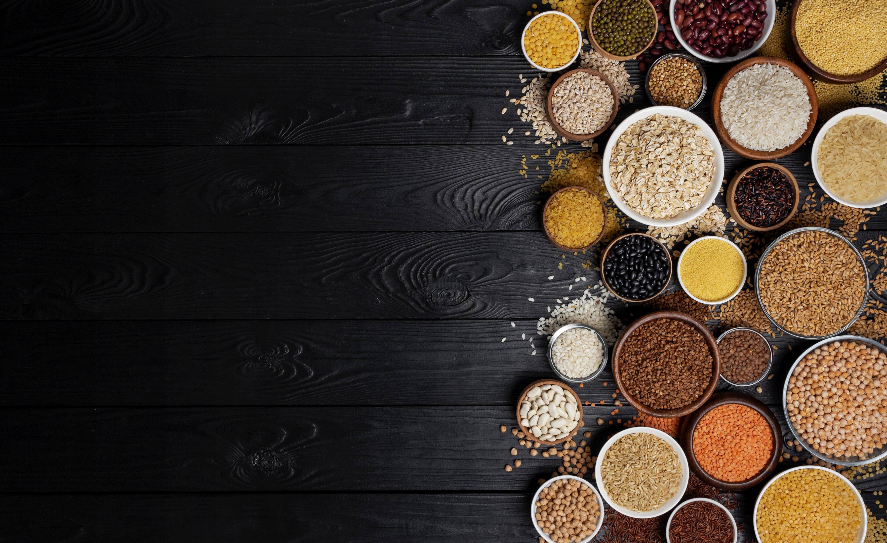 Assortment of legumes in bowls