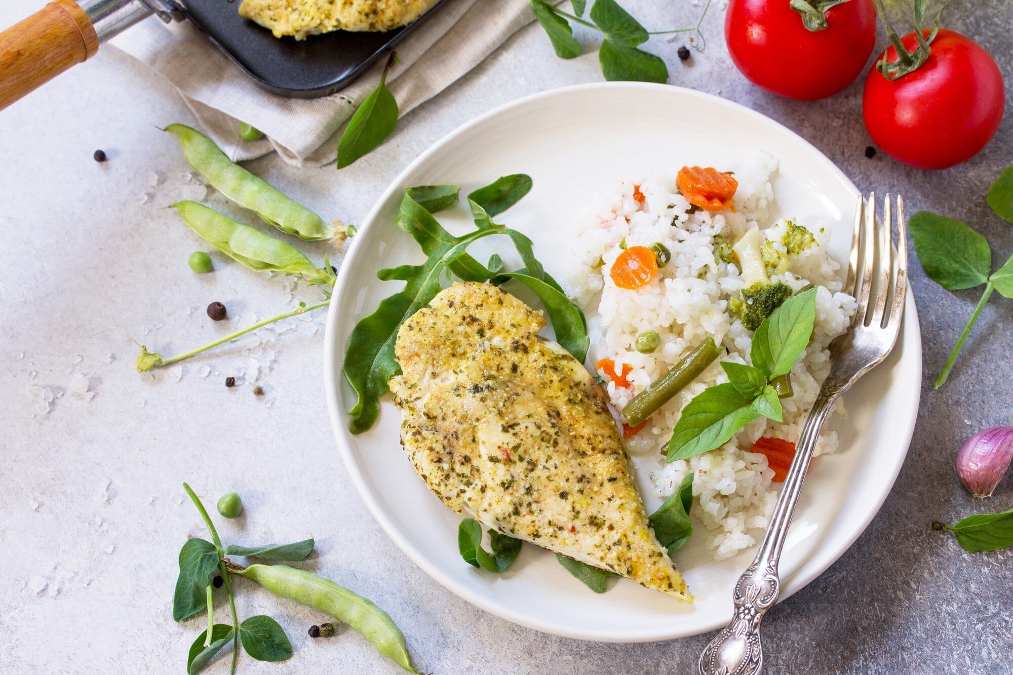 Lemon herb quinoa with grilled chicken