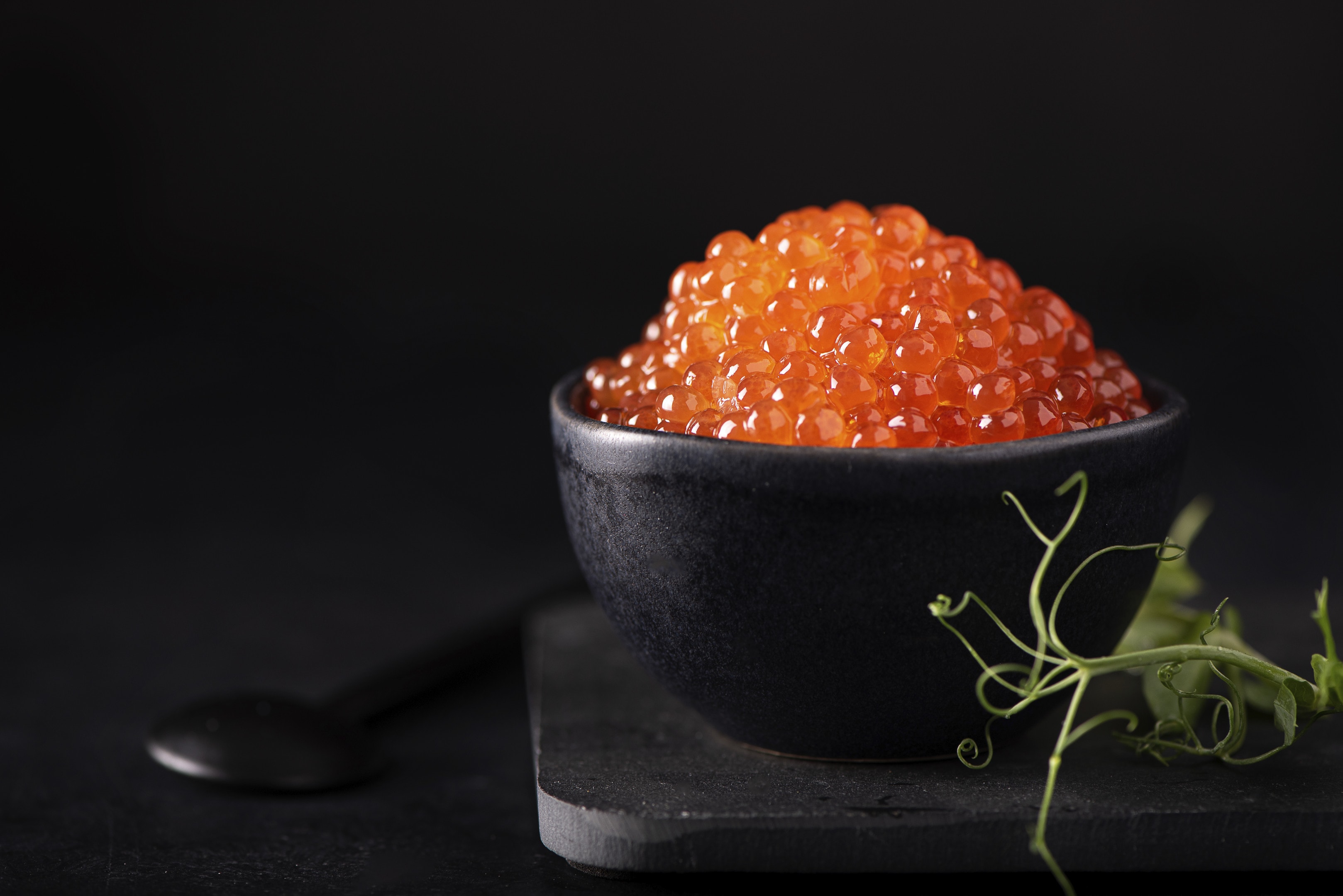 Red salmon caviar in a bowl
