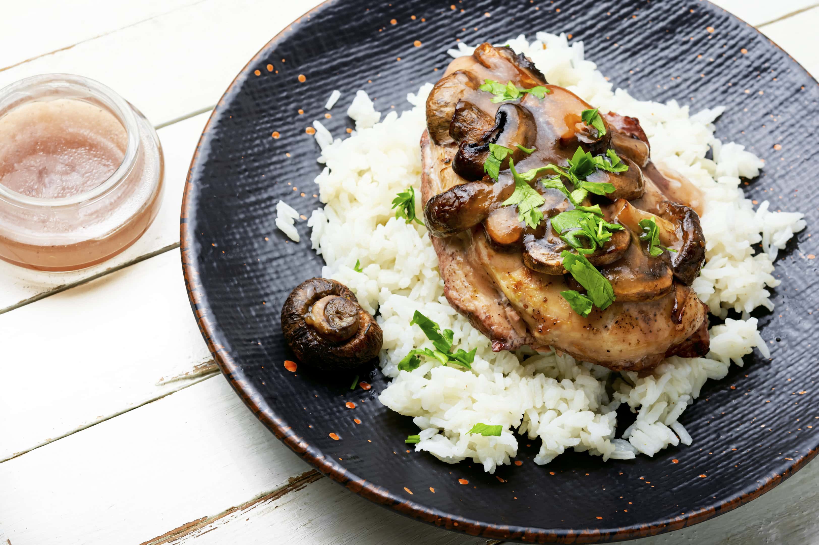 Tasty chicken chop with mushroom sauce