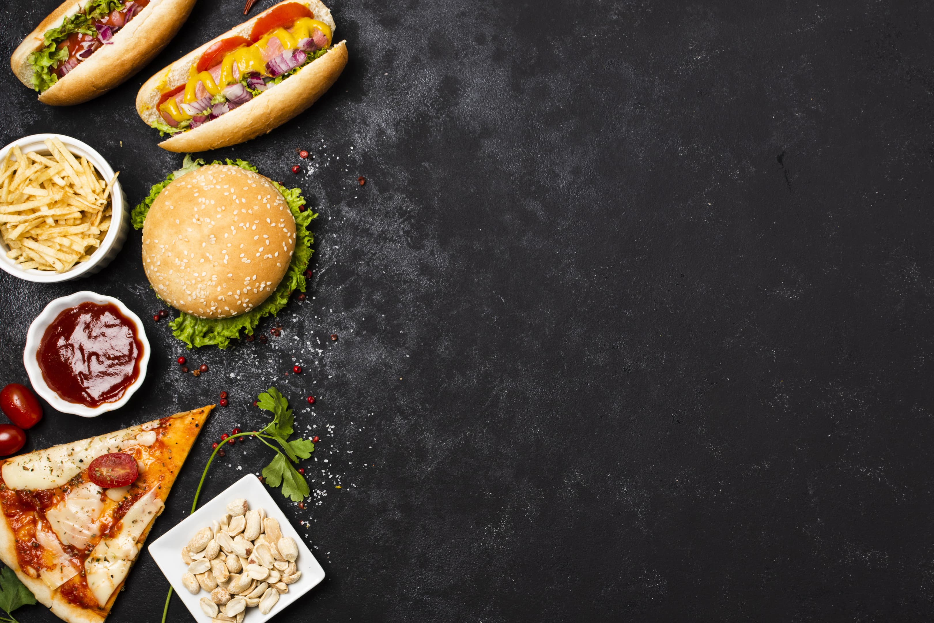 Variety of fast foods