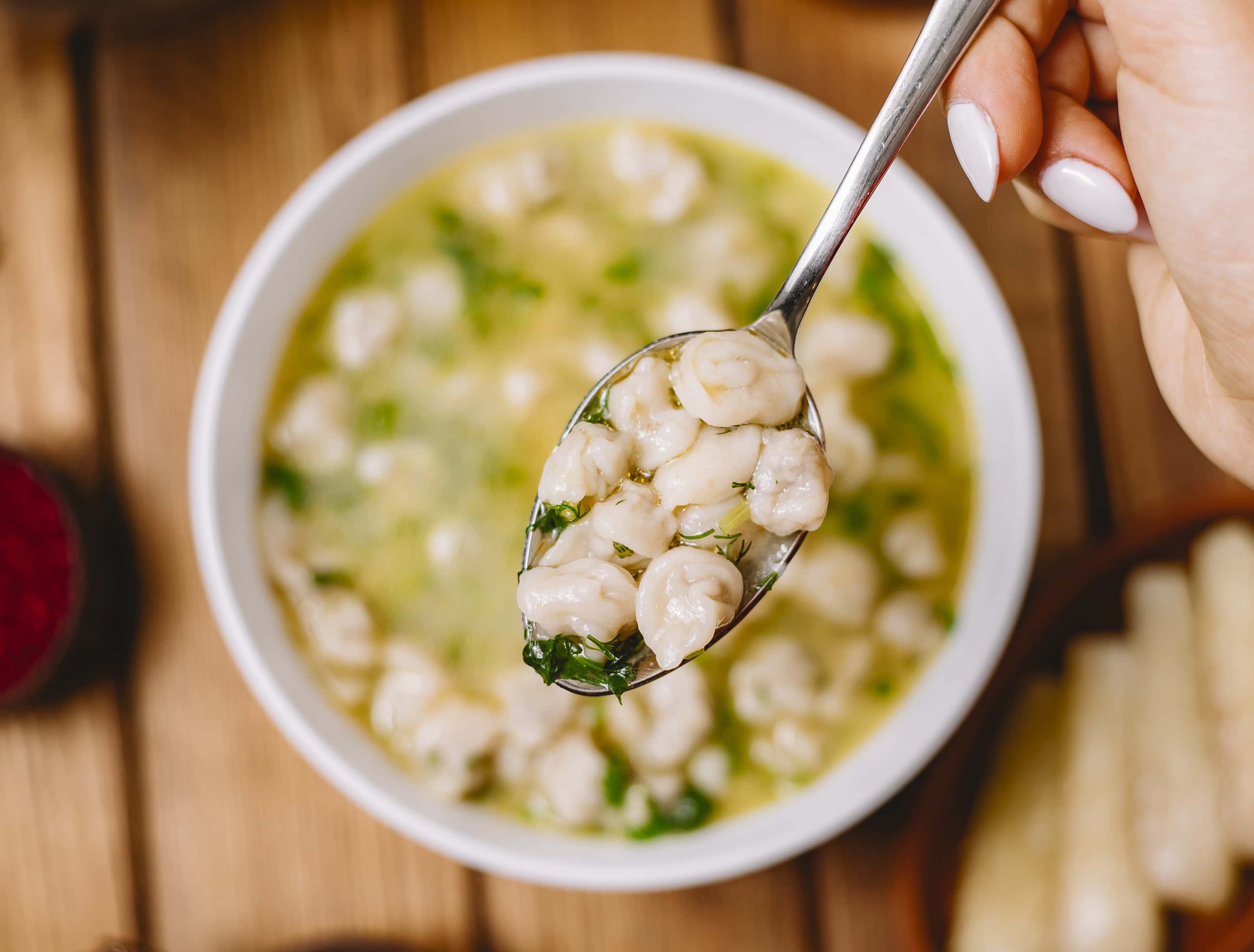 Xavier soup with chicken dumplings