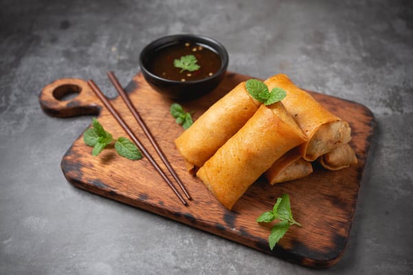 Crispy fried lumpia isda with soy sauce