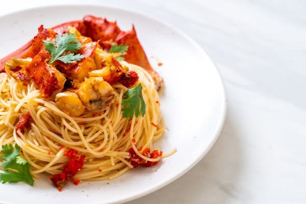 Homemade Yard House lobster garlic noodles