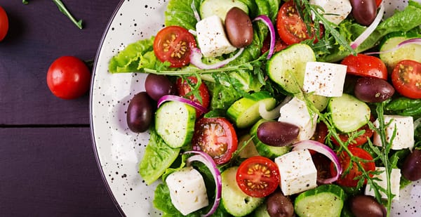 Mediterranean greek salad with fresh vegetables and cheese