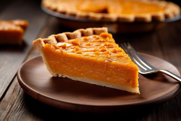 Sweet potato pie in a pie dish