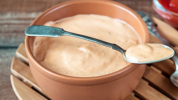 Benihana Yum Yum sauce in a bowl with spoon