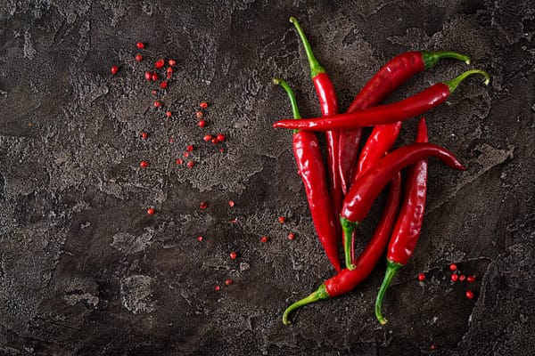 Red hot cayenne chili peppers