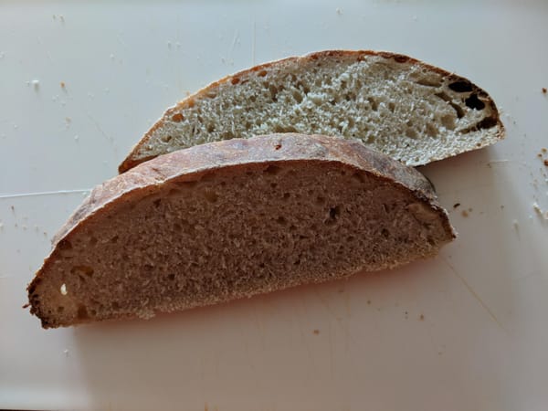 Sliced sourdough bread on a table