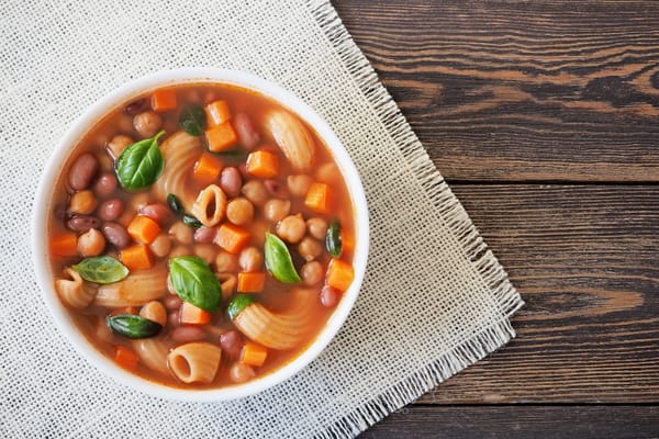 Bowl of pasta and bean soup