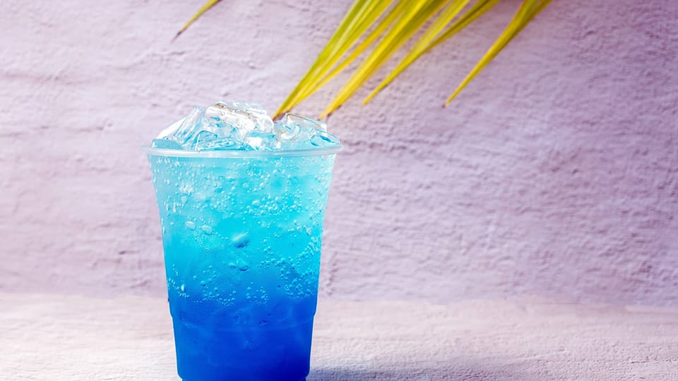 Blue Nuka Cola drink with ice