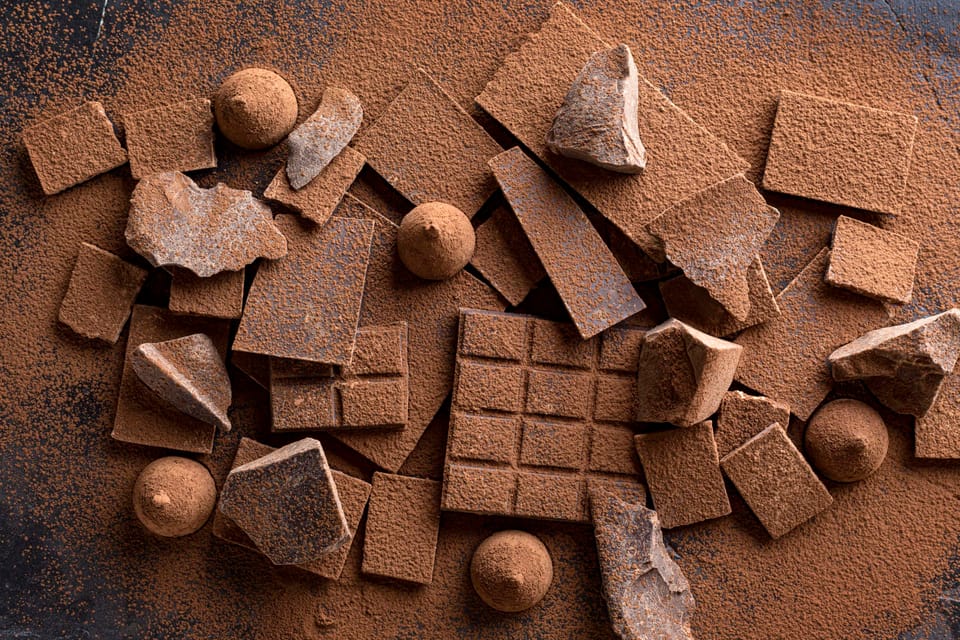 Dark chocolate with cocoa powder