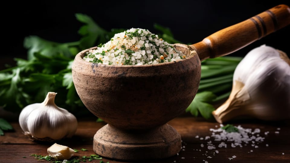 My mixed ramen seasoning with garlic, salt, and herbs