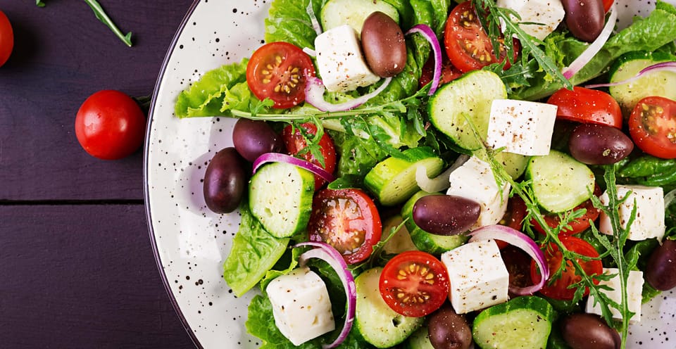 Mediterranean greek salad with fresh vegetables and cheese
