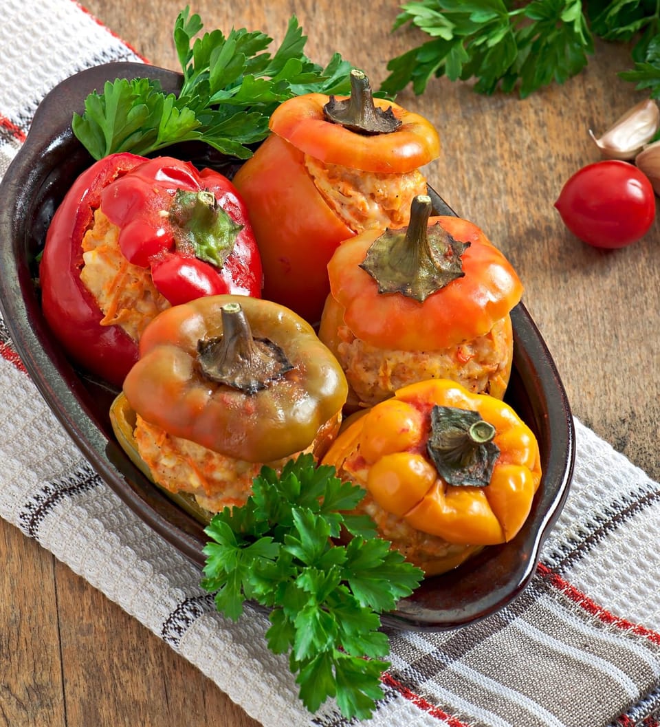 Pumpkin sage risotto stuffed peppers