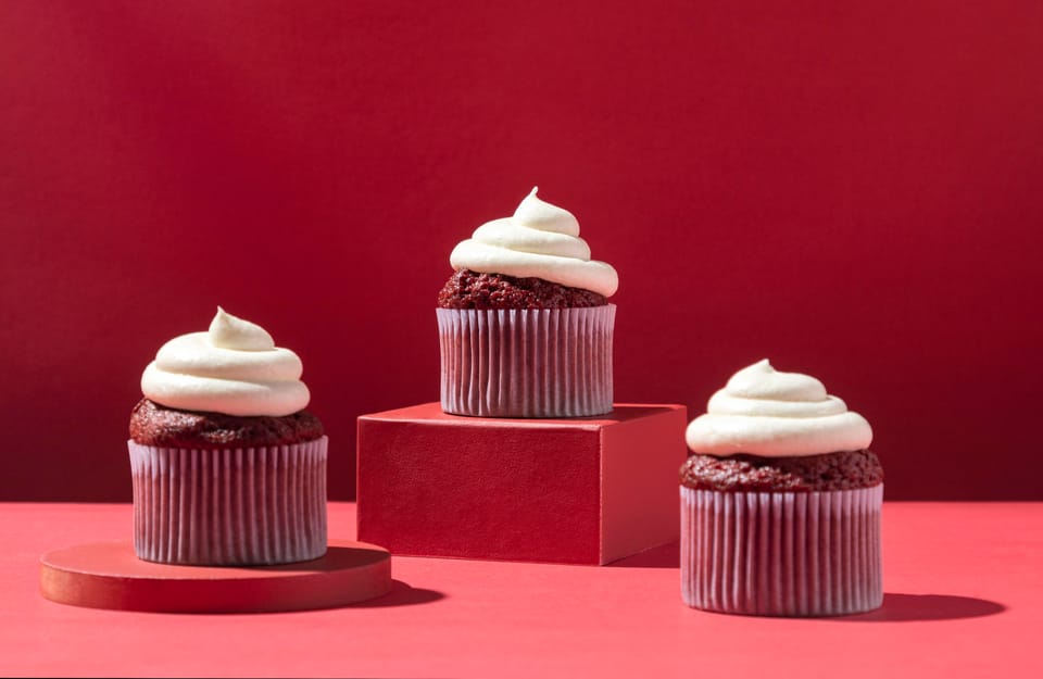 Red velvet cupcakes with cream