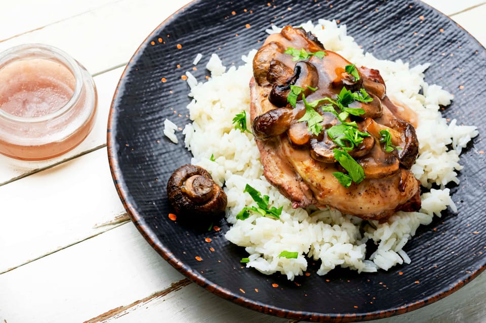 Tasty chicken chop with mushroom sauce