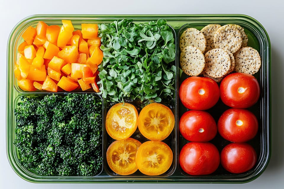 Meal prep container with vegetables