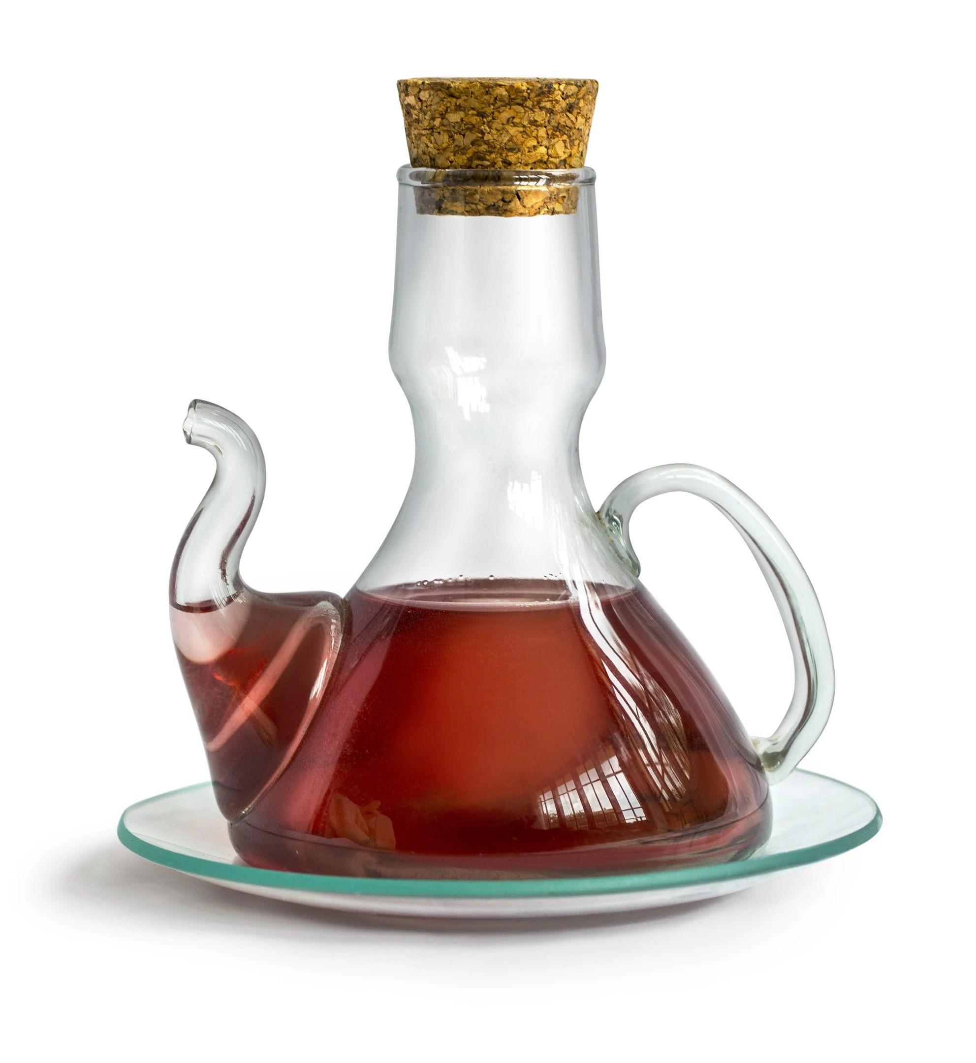 Decanter with sherry vinegar isolated white