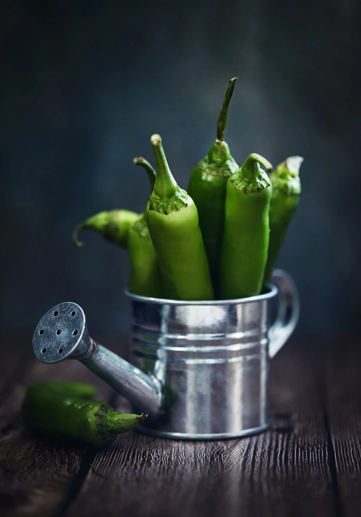 Green hot serrano peppers