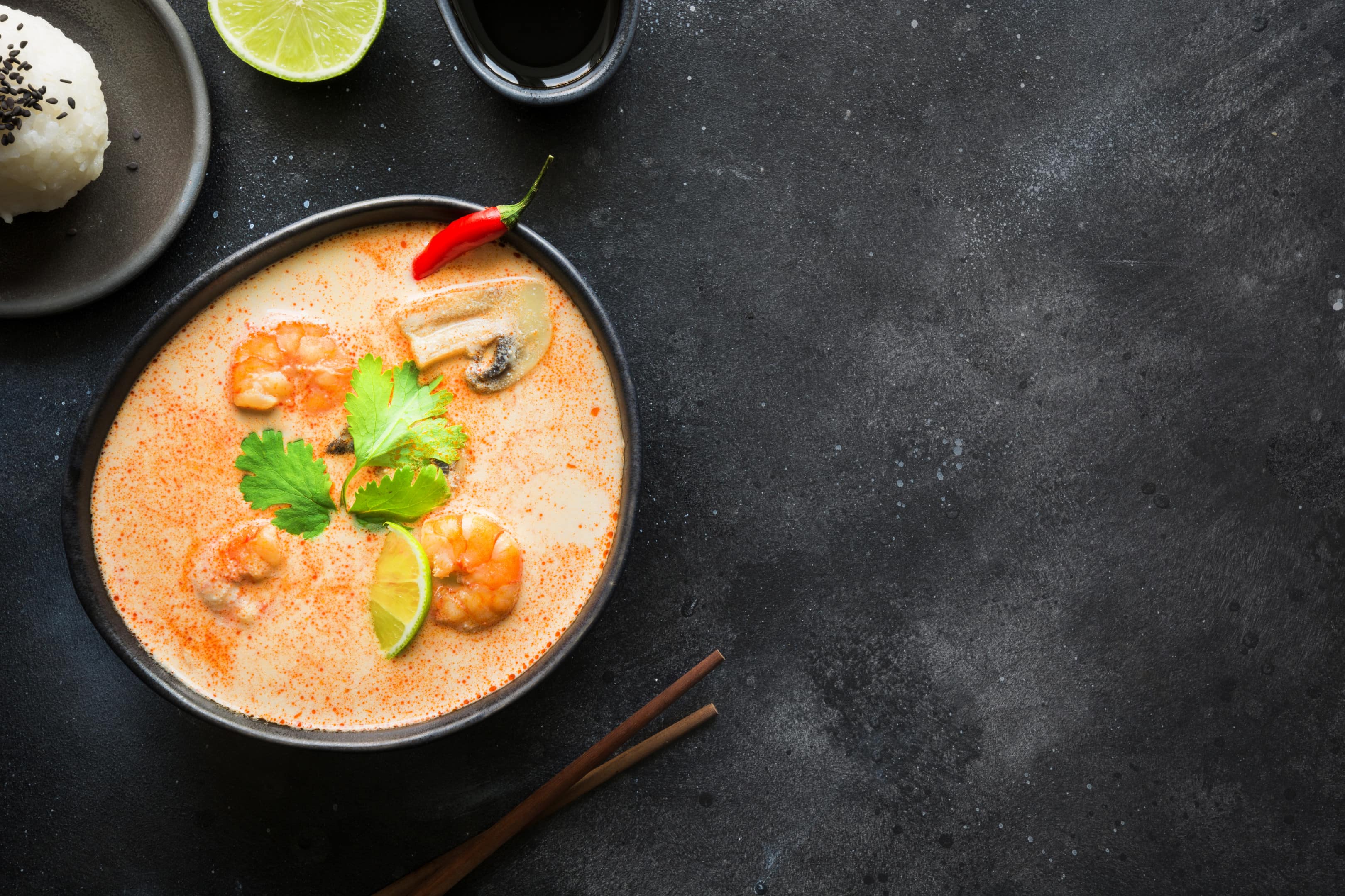 Tom Yum Goong — spicy Thai soup with shrimp