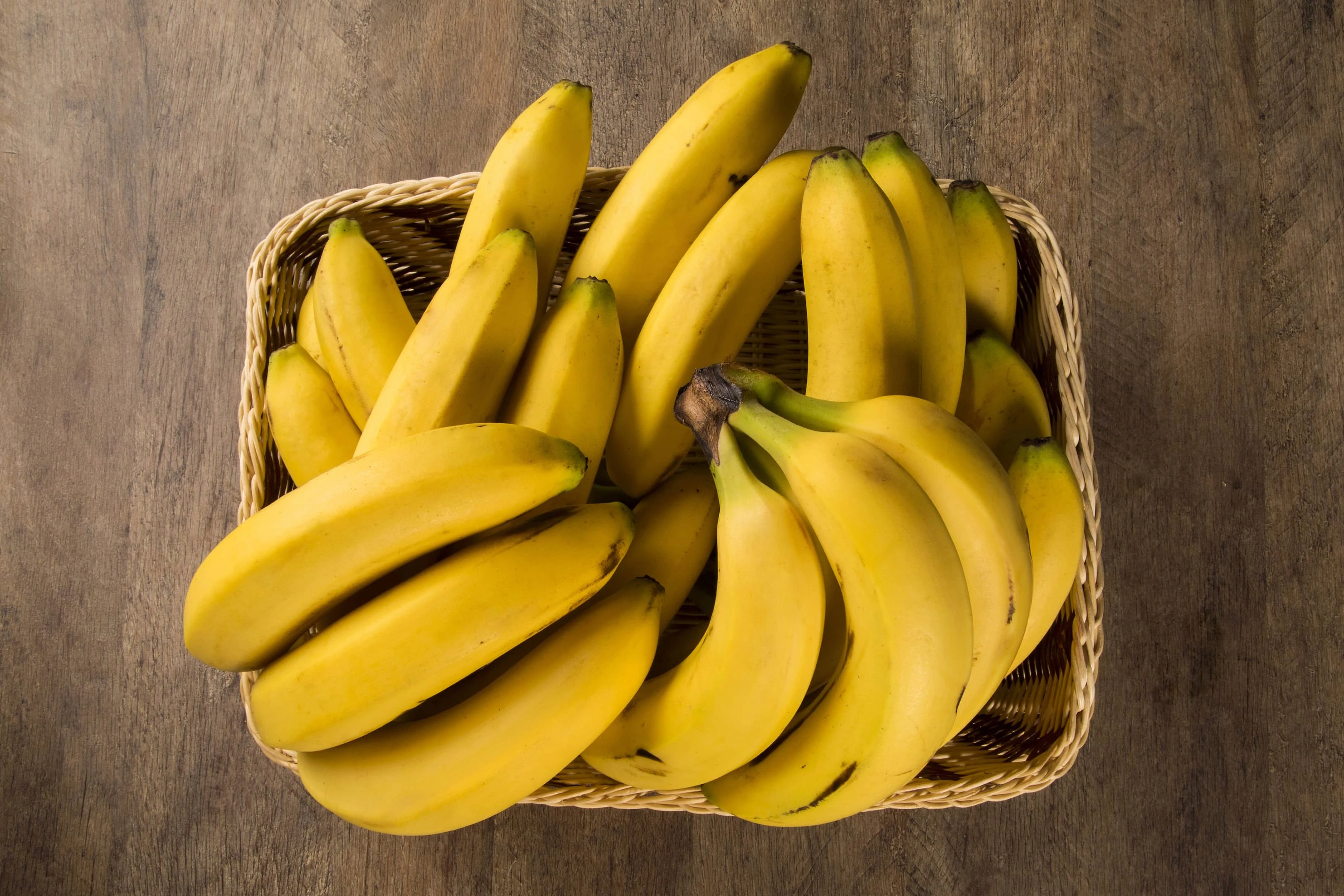 Bunch of bananas in basket