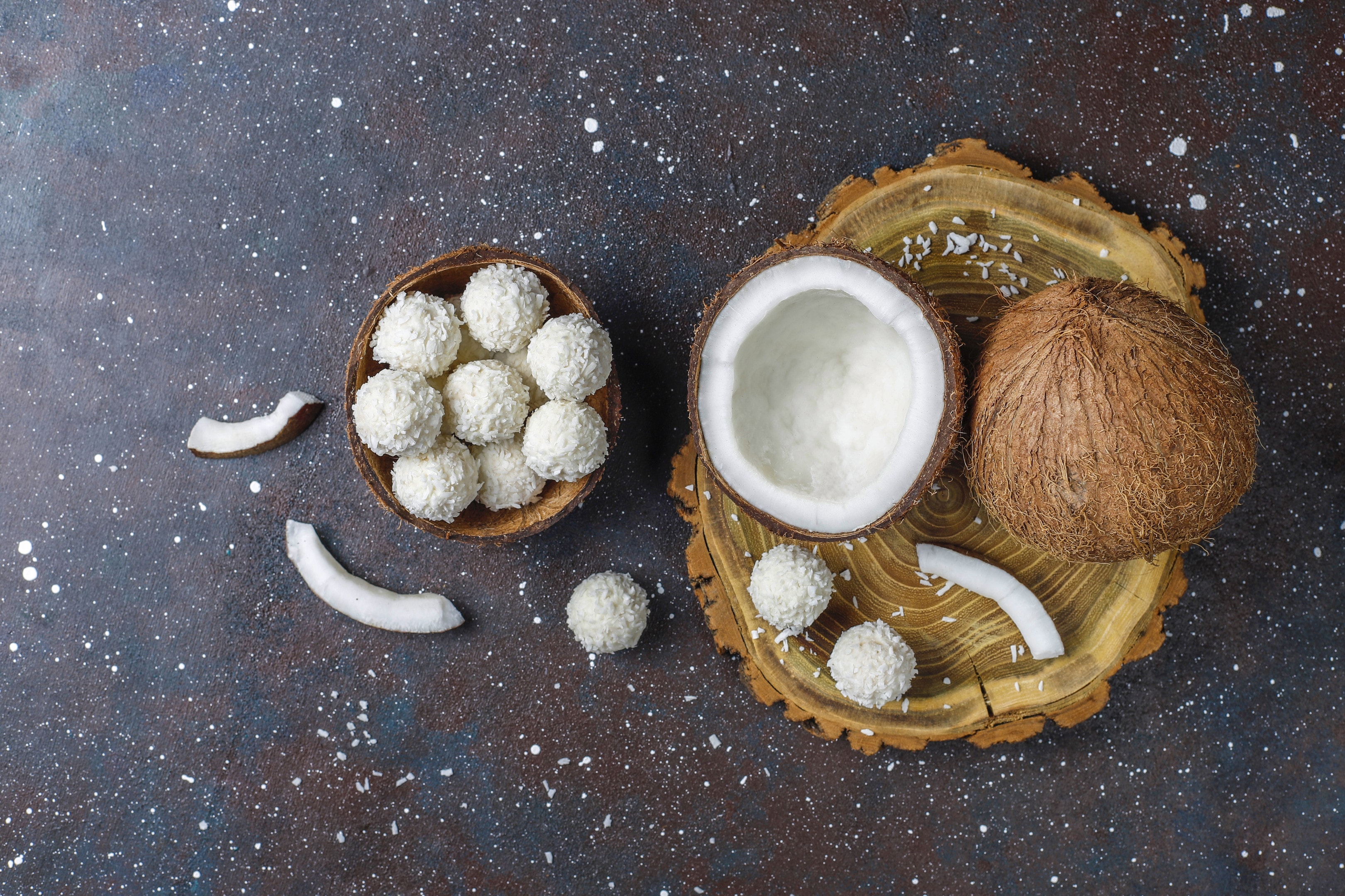 Coconut white chocolate truffles made with coconut sugar