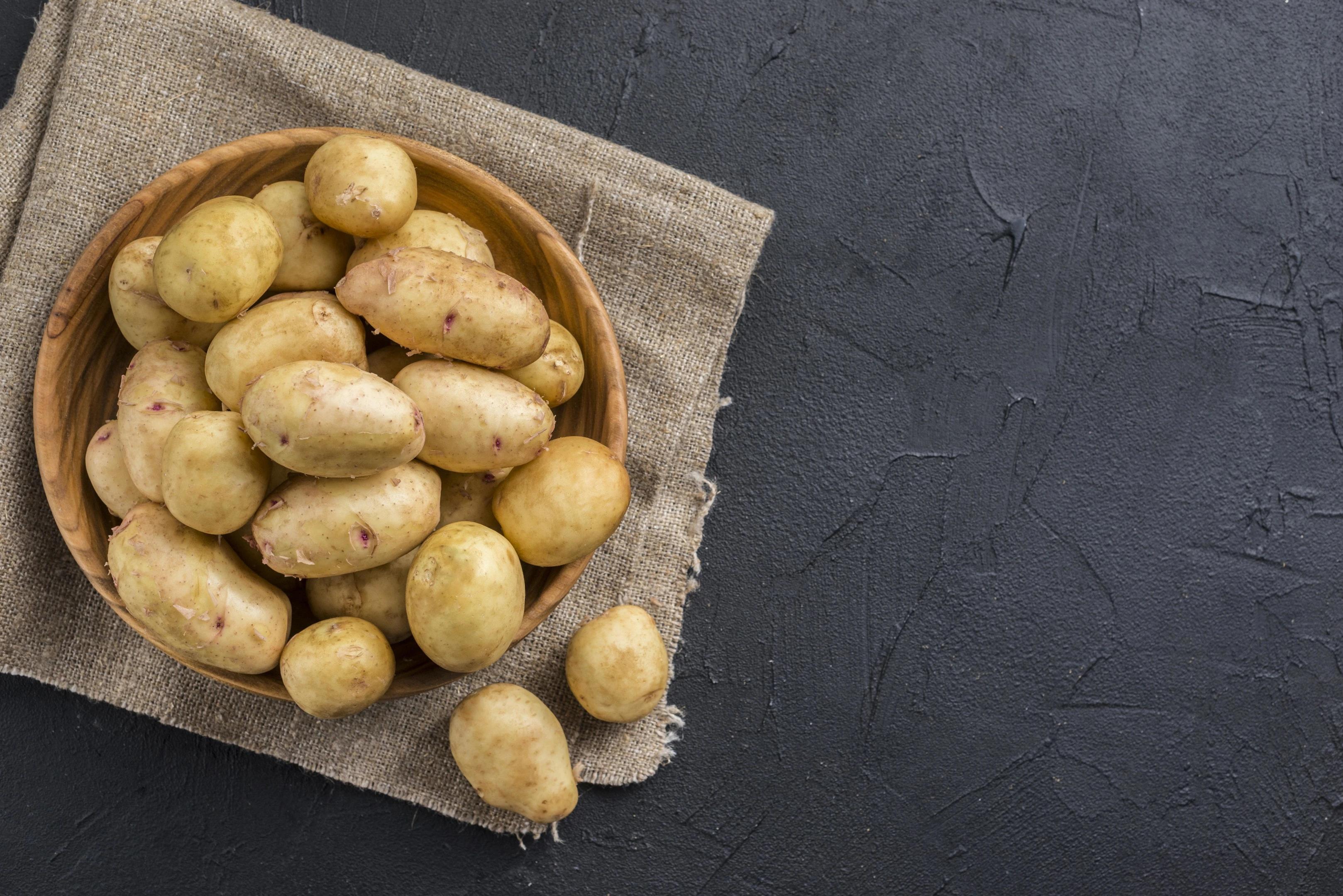 Organic potatoes in ceramic plate