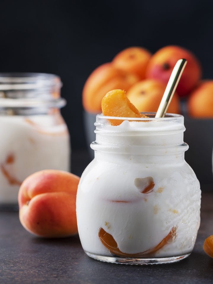 Sweet healthy Greek yogurt with apricots