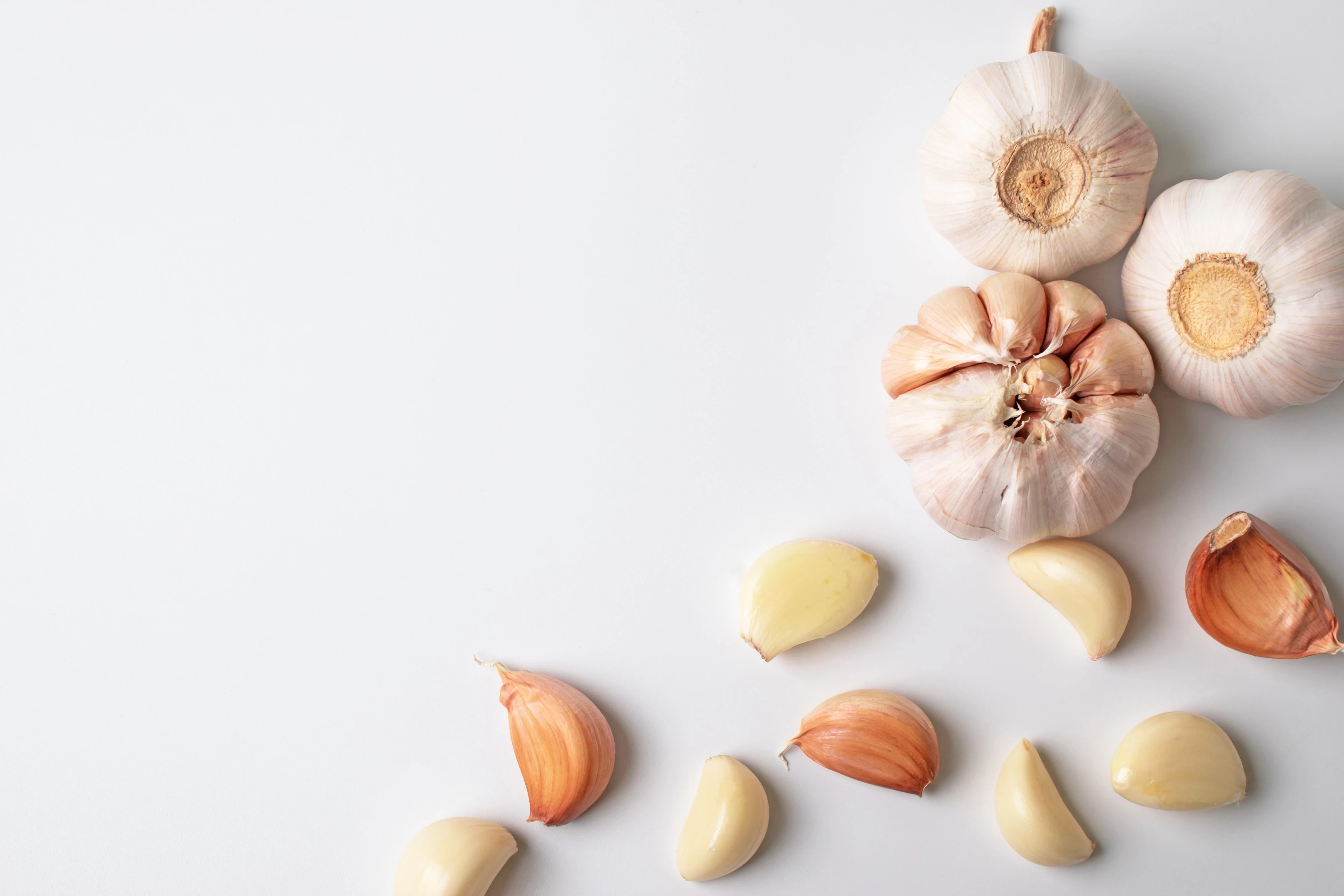 Garlic With Segments on White Background