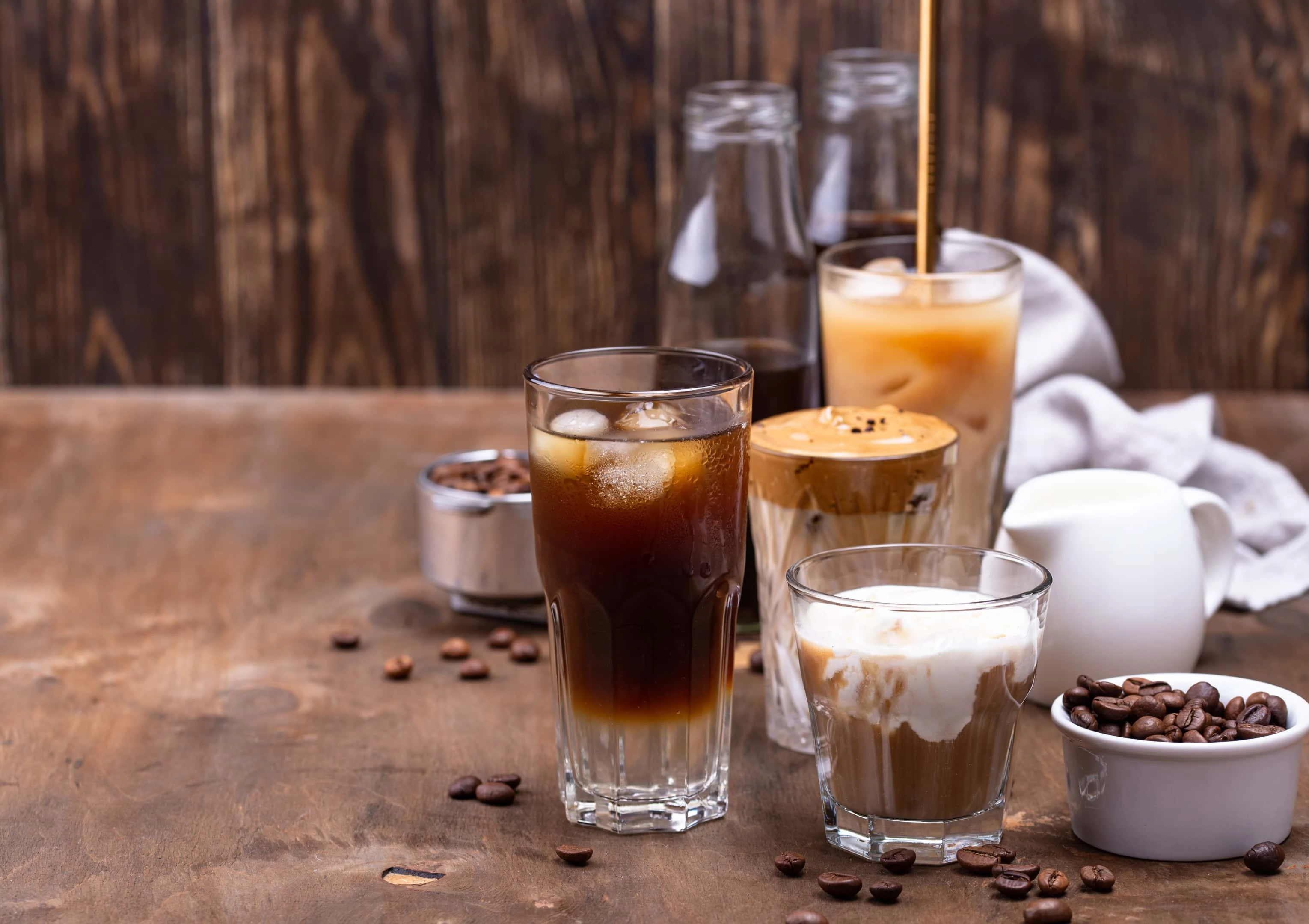 Different types of cold coffee drinks