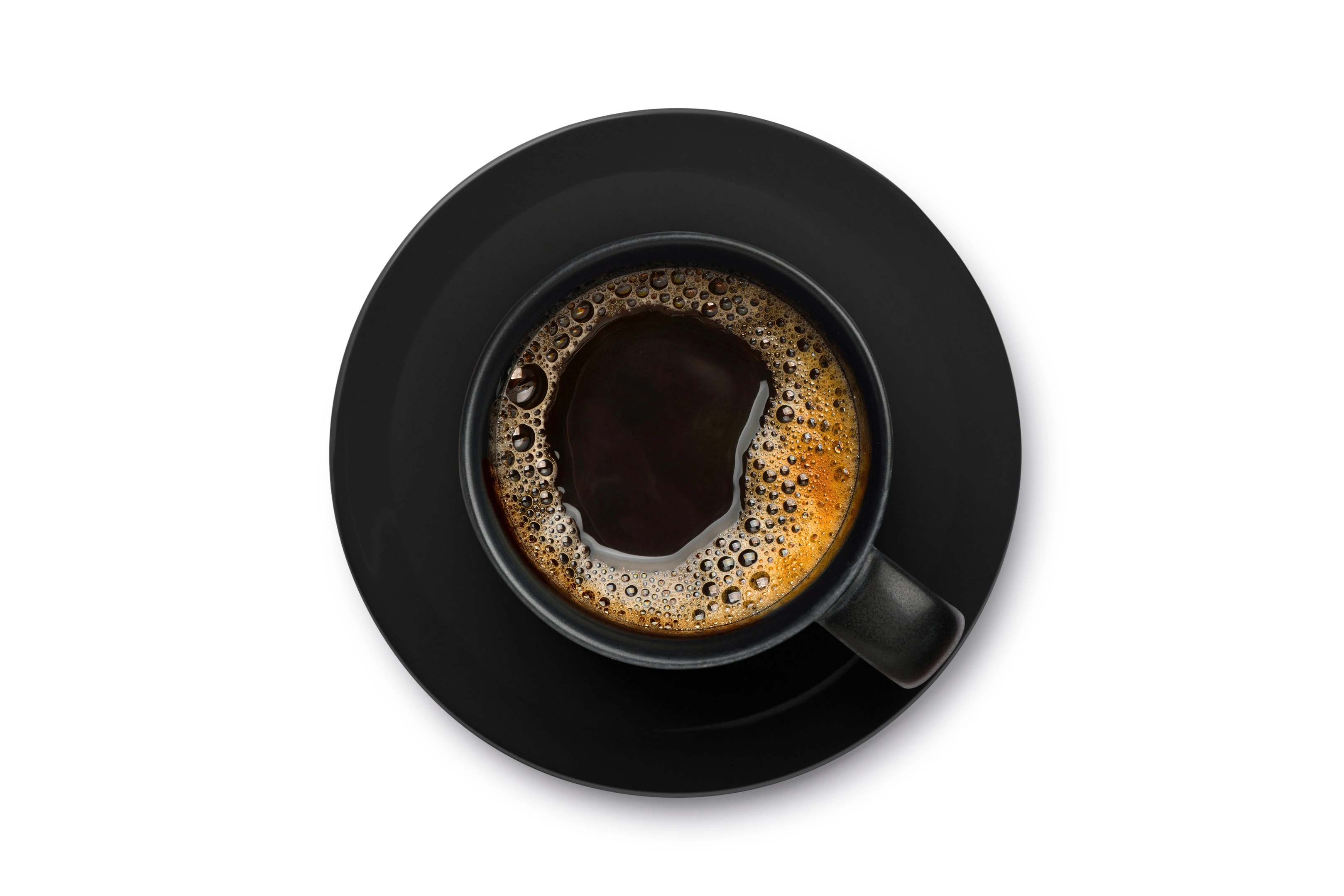 Fresh black coffee cup on white background