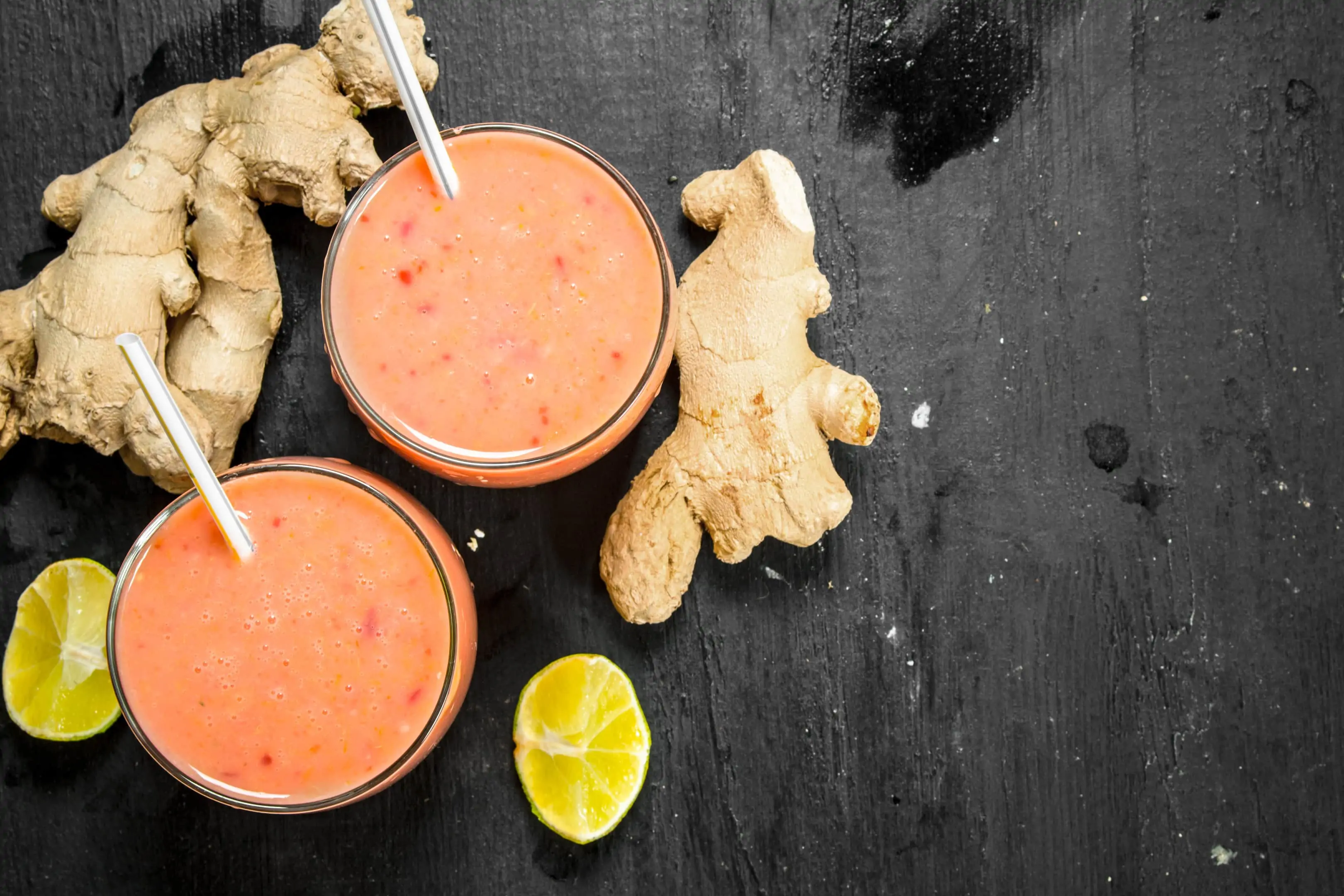 Fruit smoothie with ginger and lemon
