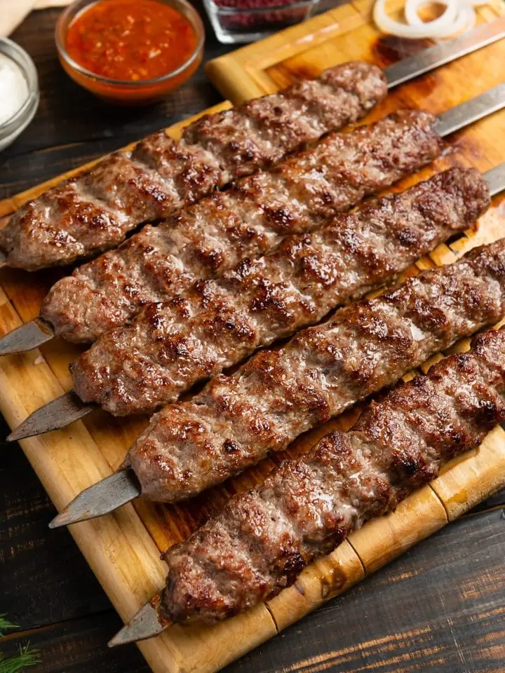 Kebab made from minced beef and lamb meat