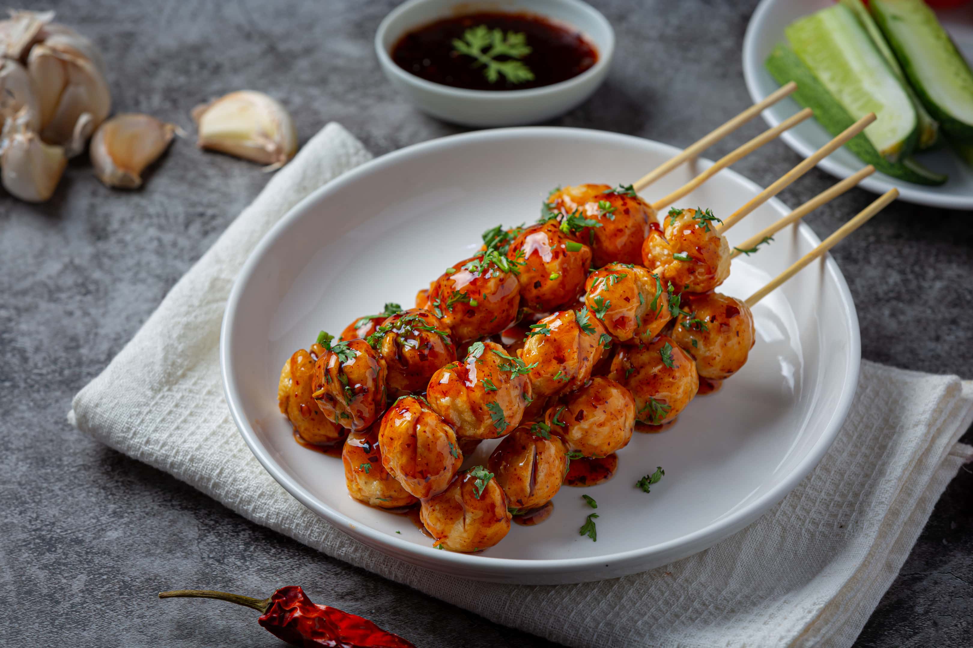 Pork meatballs with sweet chilli sauce
