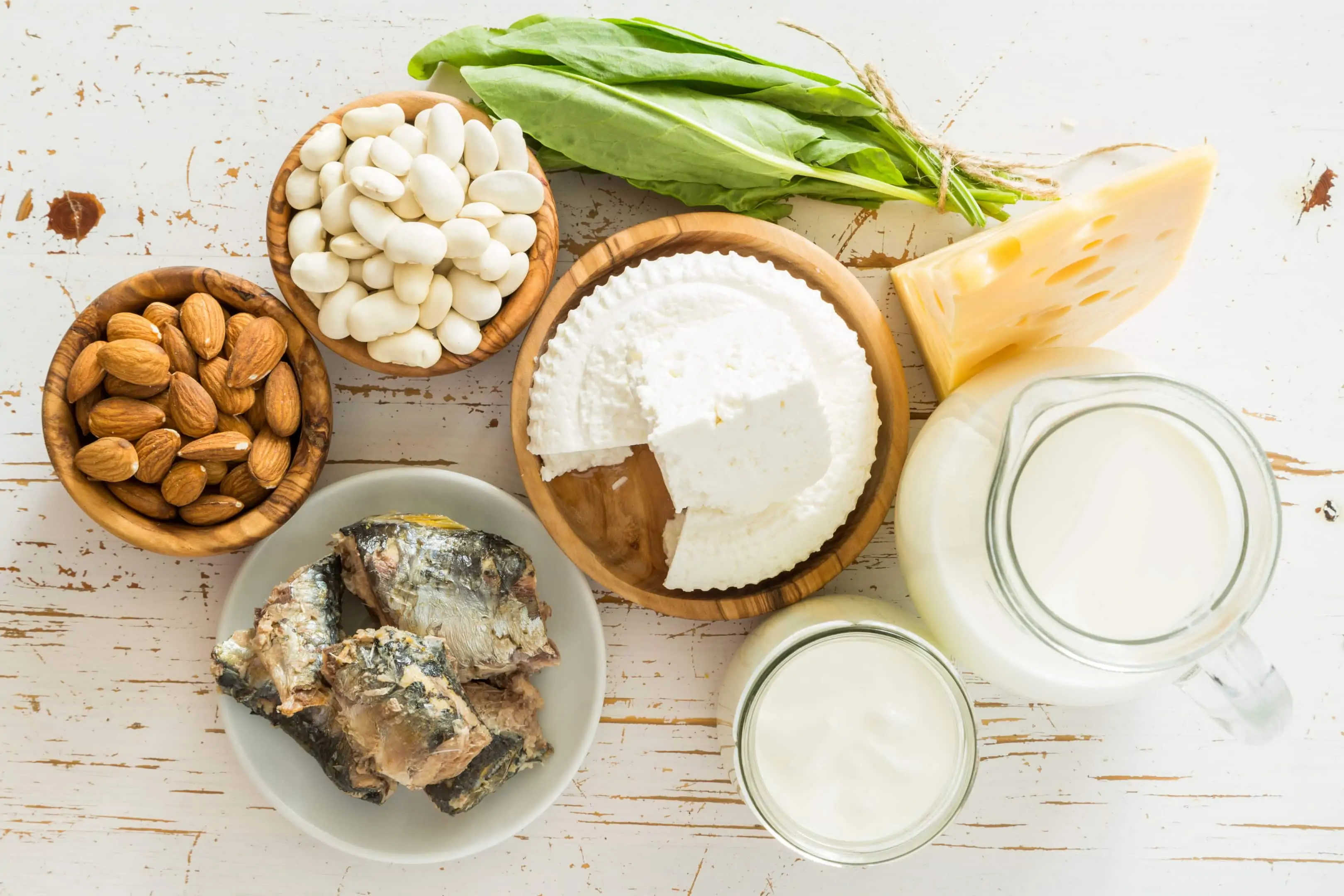 Selection of foods that are rich in calcium