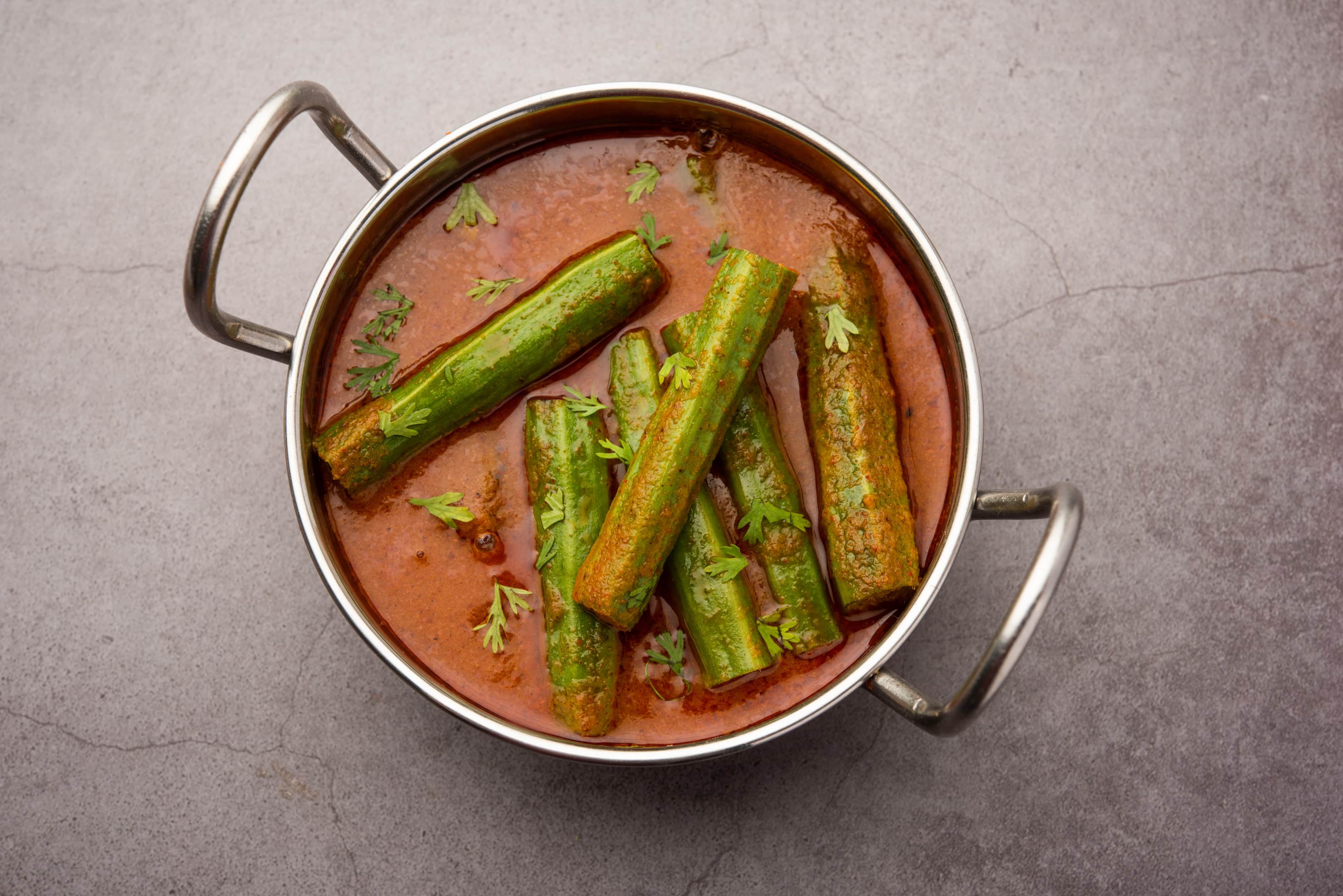 Indian drumstick curry — moringa sticks and spices curry