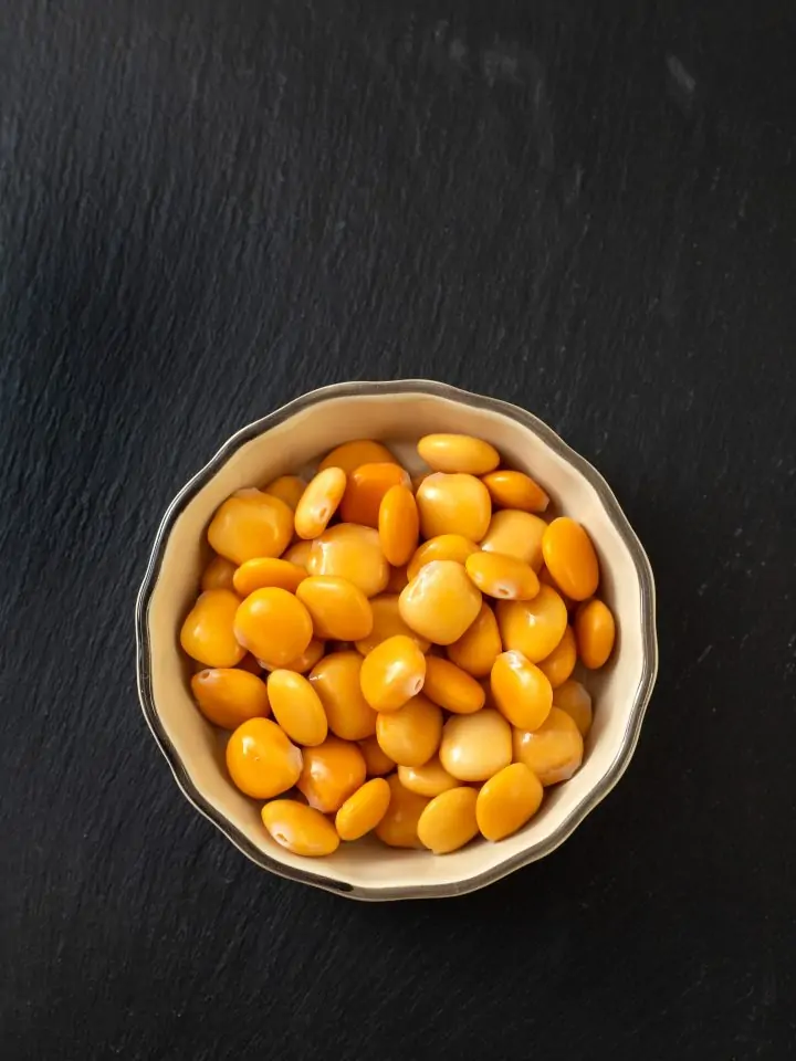 Salted lupini in a bowl