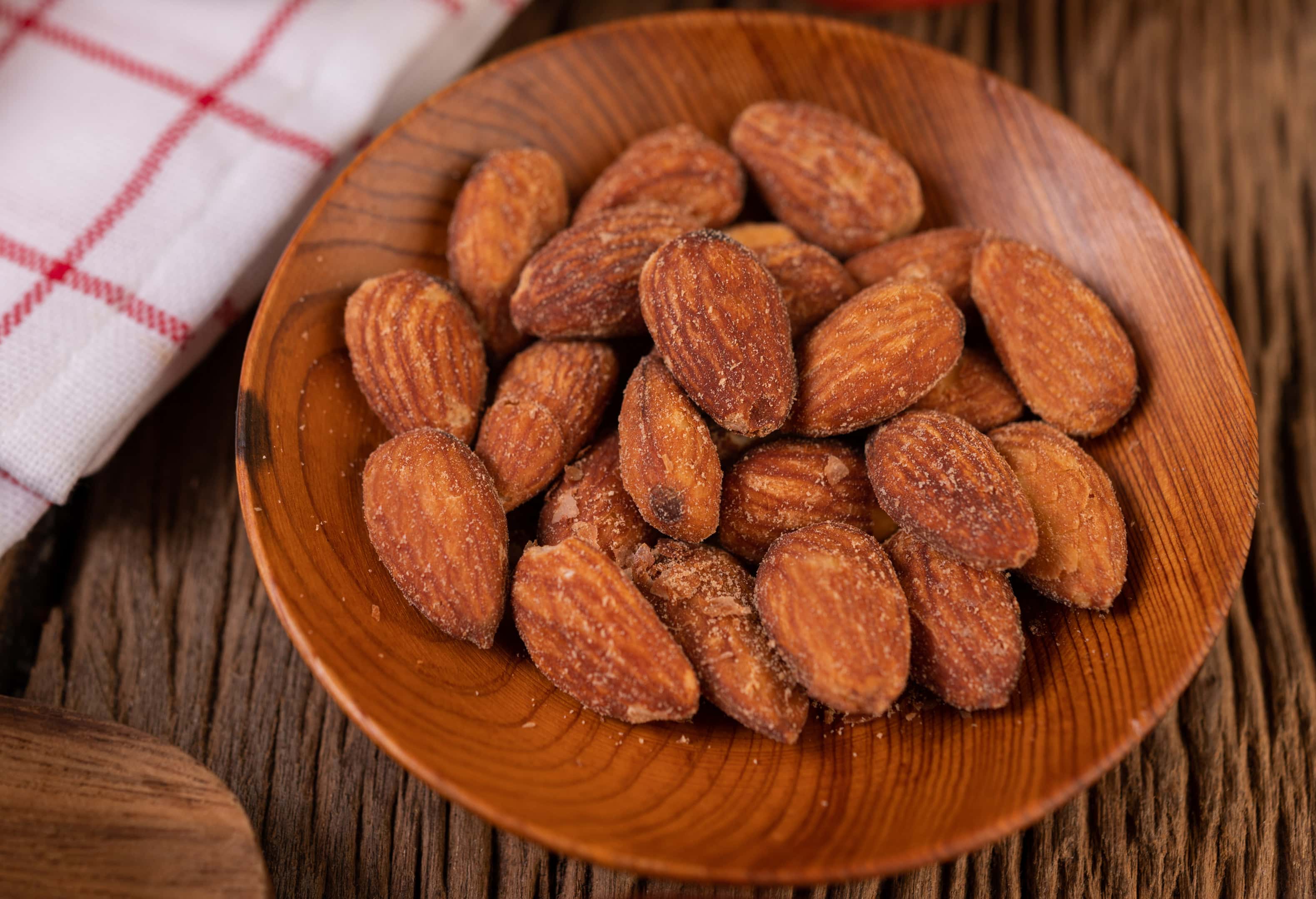 Roasted Tamari almonds in a plate