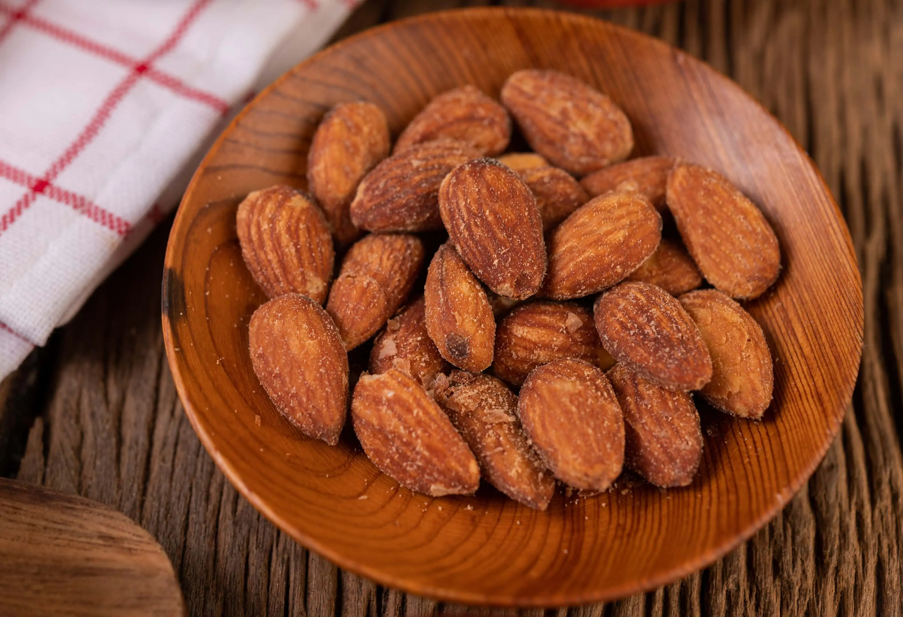 Roasted Tamari almonds in a plate
