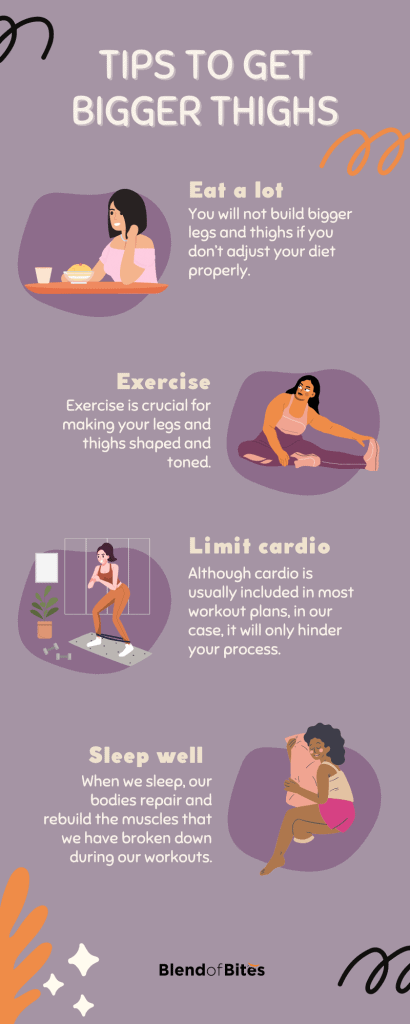 Tips to get bigger thighs infographic