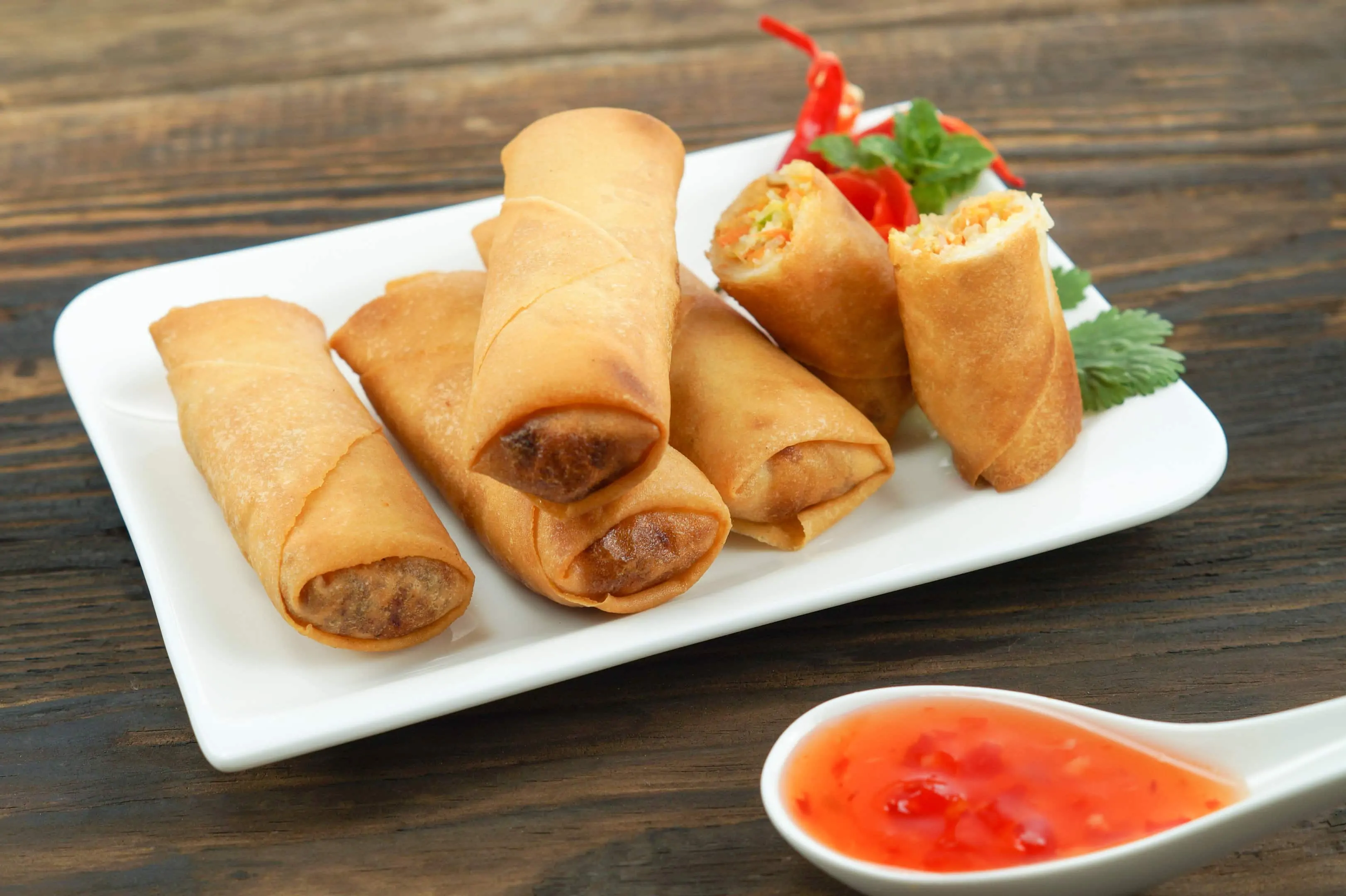 Fried lumpia isda recipe served with chili sauce