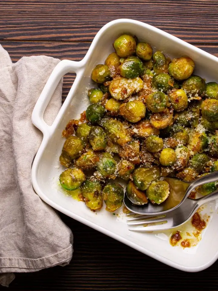 Healthy vegetarian dish longhorn Brussel sprouts with butter