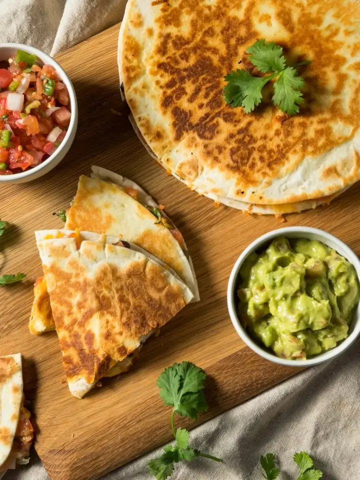 Homemade vegetarian cheese quesadilla