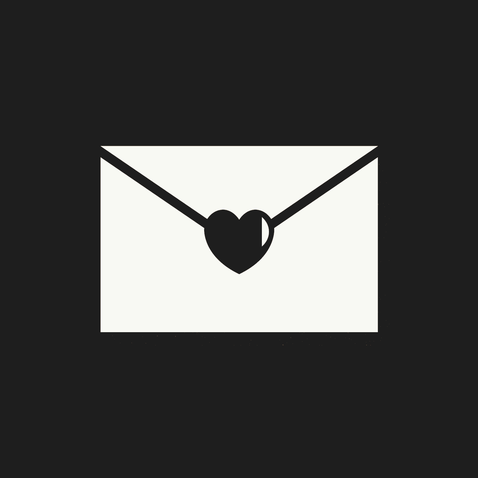 Envelope with a heart black background - subscribe to email list concept